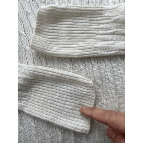 S4 VTG J. Crew Linen V-Neck Sweater Cable Knit Lightweight - Picture 3 of 7